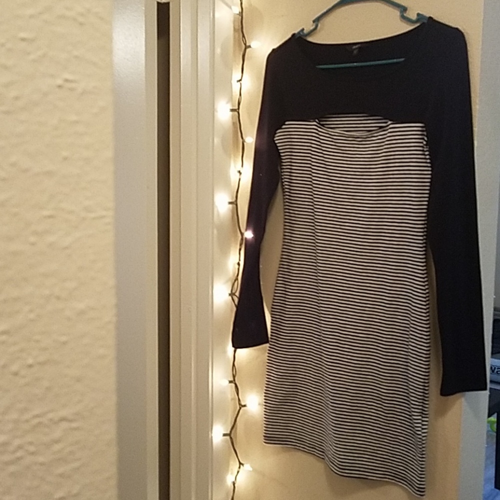 Black and white striped dress